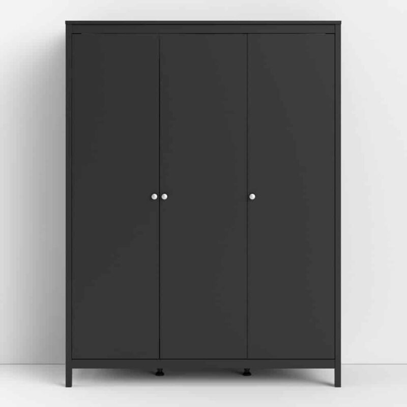 Furniture To Go Madrid 3 Door Wardrobe Matt Black