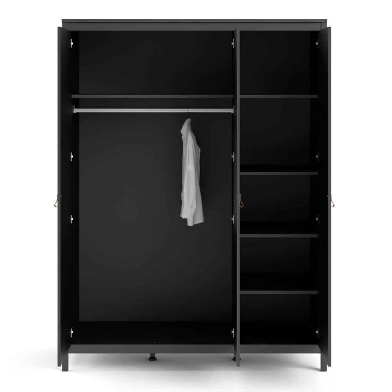Furniture To Go Madrid 3 Door Wardrobe Matt Black