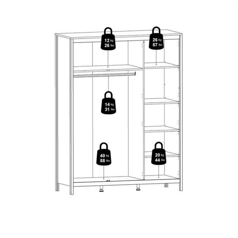Furniture To Go Madrid 3 Door Wardrobe Matt Black