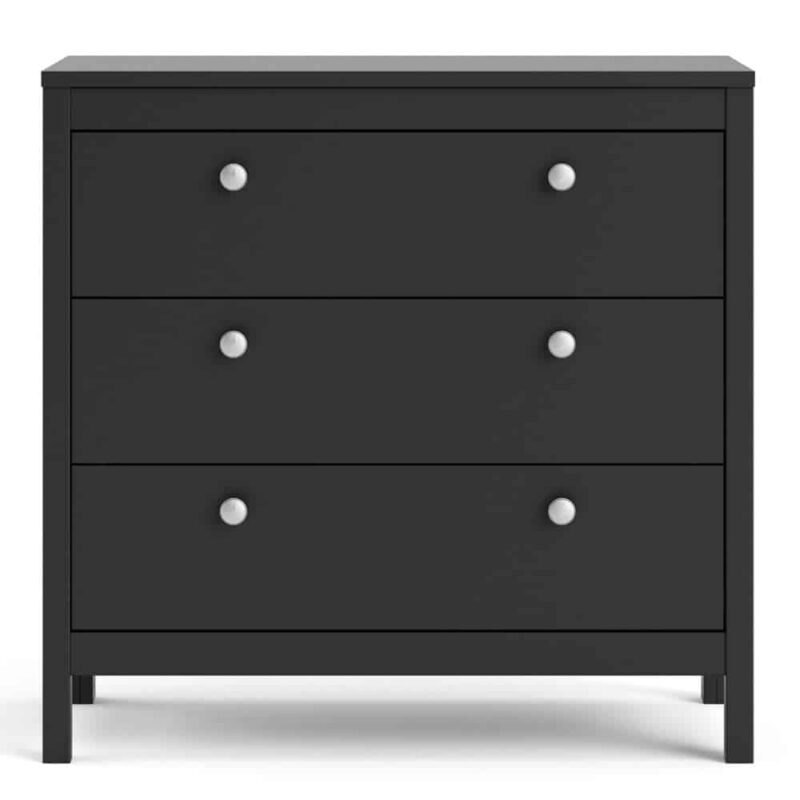 Furniture To Go Madrid 3 Drawer Chest Matt Black