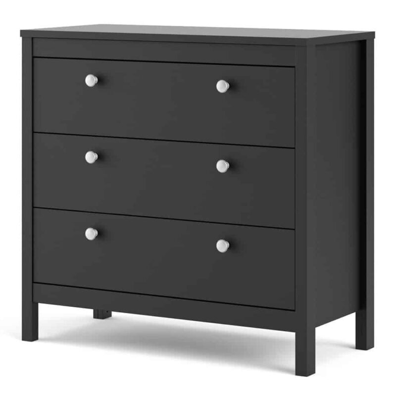 Furniture To Go Madrid 3 Drawer Chest Matt Black