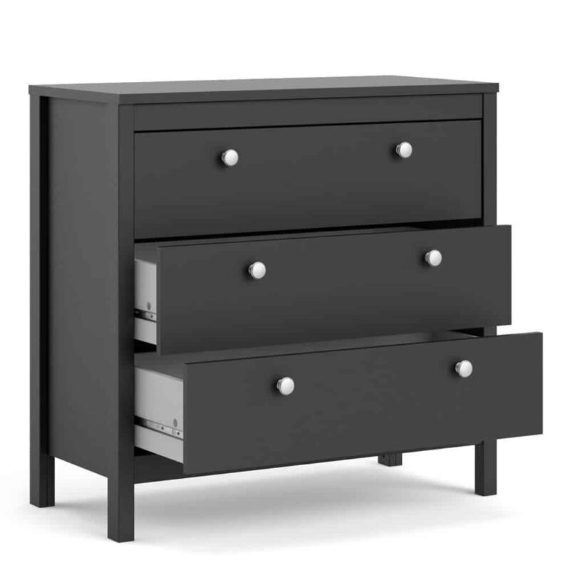 Furniture To Go Madrid 3 Drawer Chest Matt Black