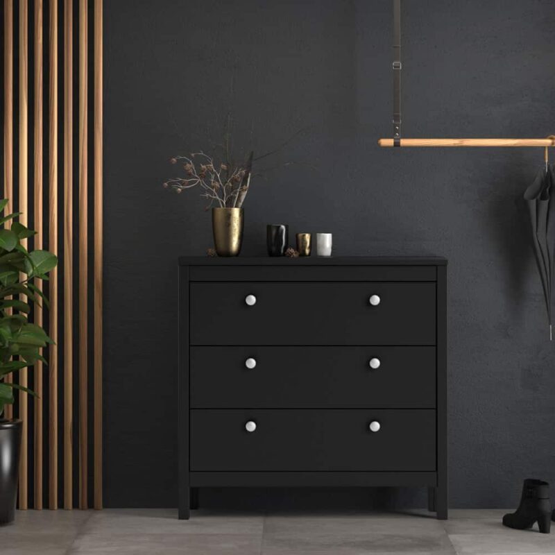 Furniture To Go Madrid 3 Drawer Chest Matt Black