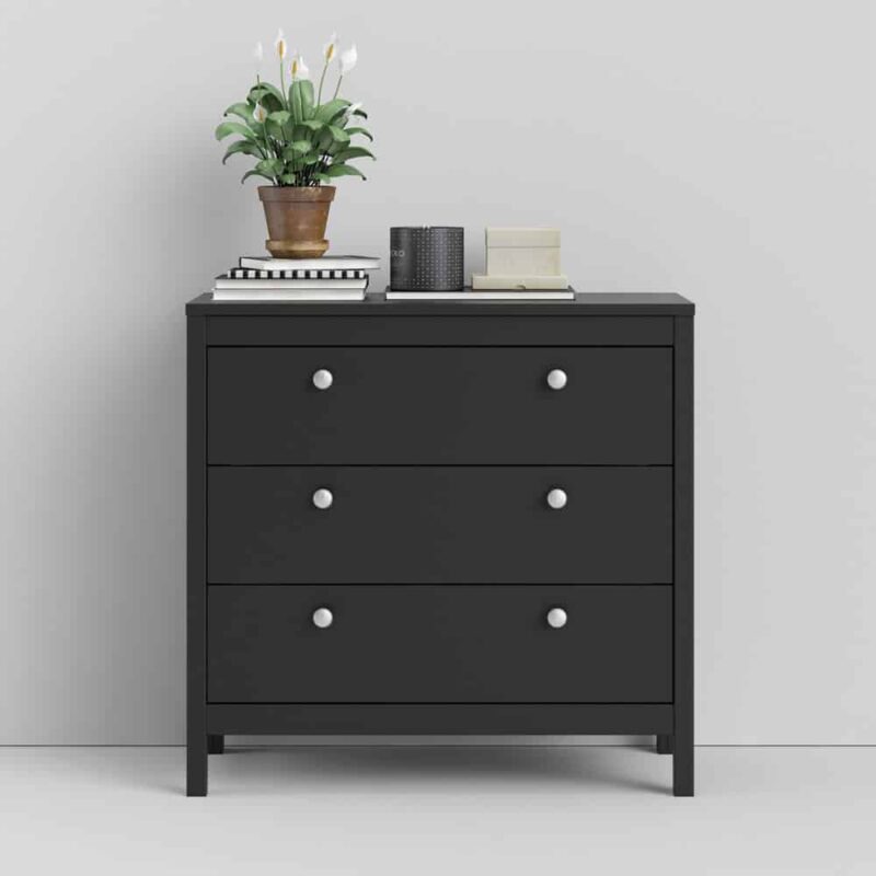Furniture To Go Madrid 3 Drawer Chest Matt Black