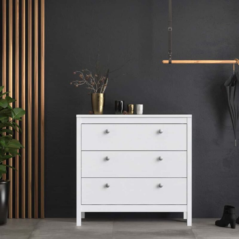 Furniture To Go Madrid 3 Drawer Chest White