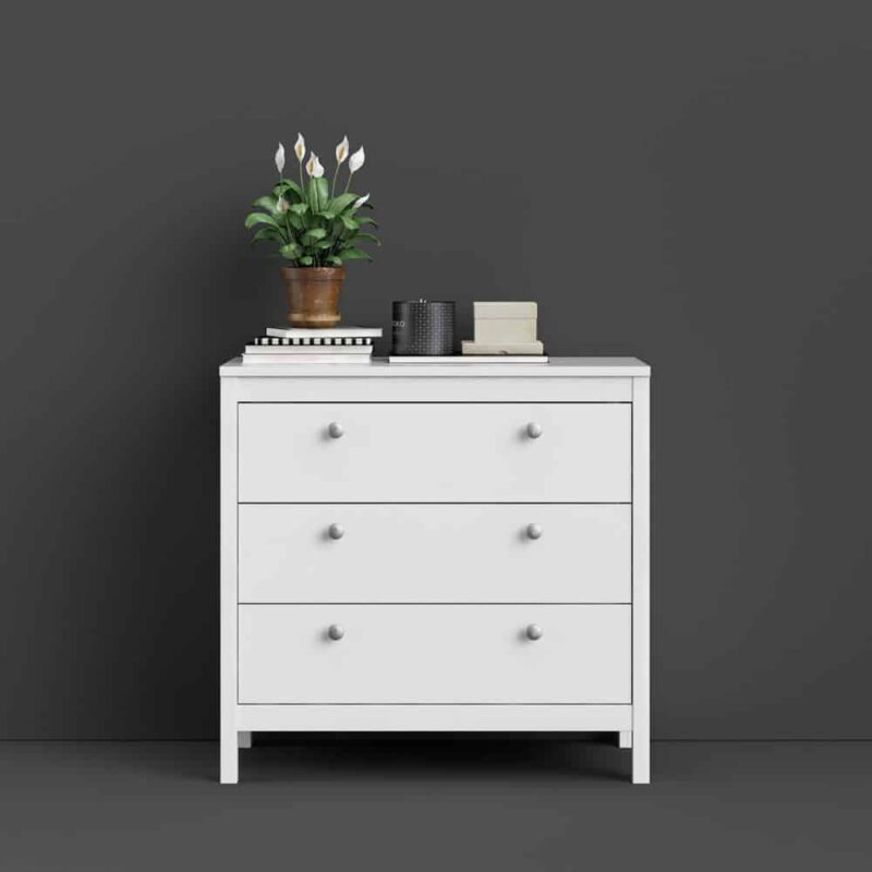 Furniture To Go Madrid 3 Drawer Chest White