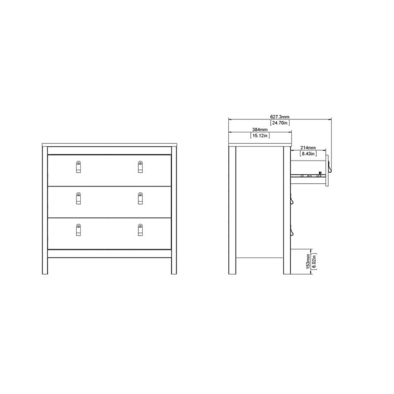 Furniture To Go Madrid 3 Drawer Chest White