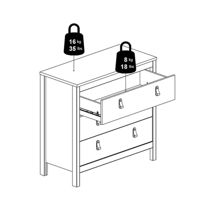 Furniture To Go Madrid 3 Drawer Chest White