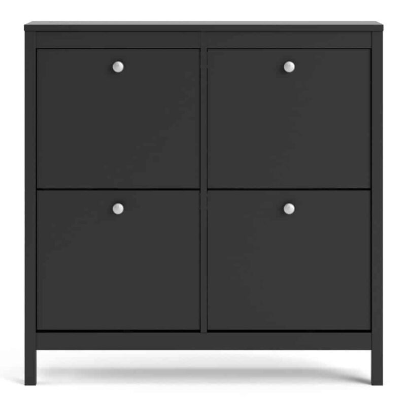 Furniture To Go Madrid 4 Compartment Shoe Cabinet Matt Black