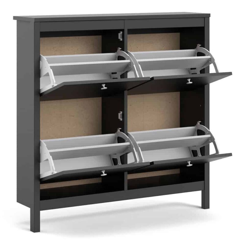 Furniture To Go Madrid 4 Compartment Shoe Cabinet Matt Black
