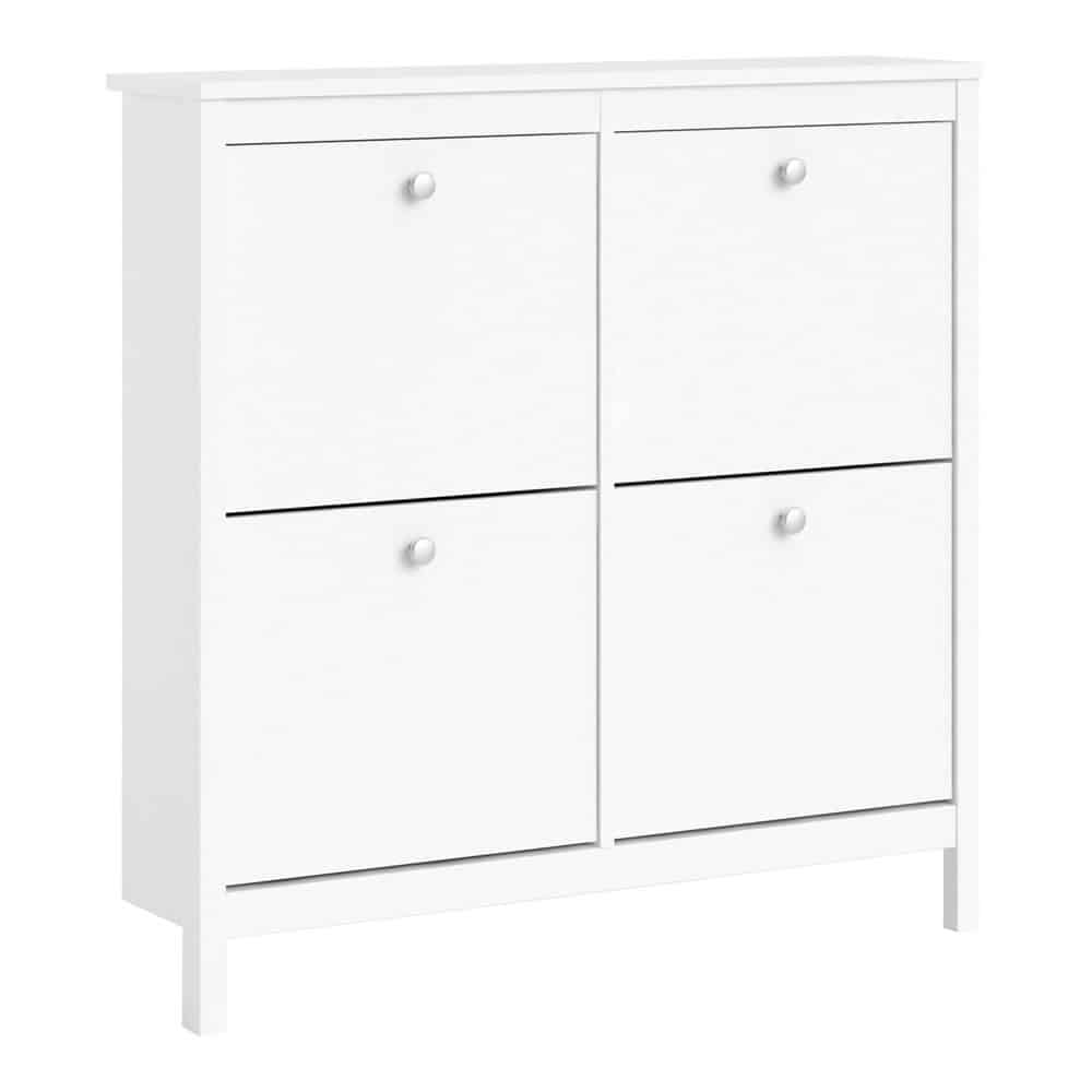 Furniture To Go Madrid 4 Compartment Shoe Cabinet White