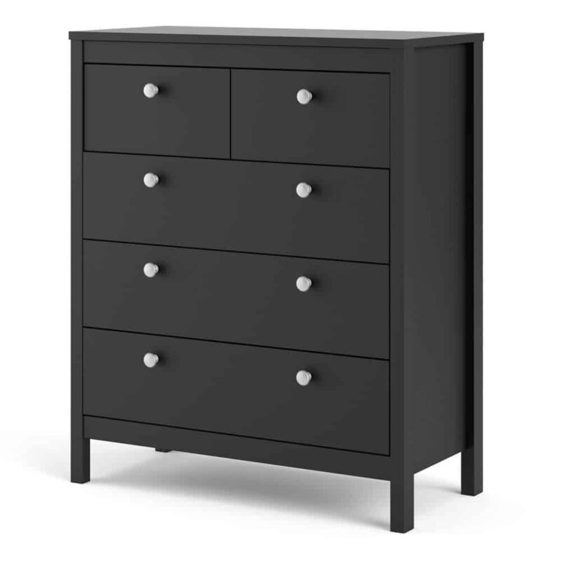 Furniture To Go Madrid 5 Drawer Chest Matt Black