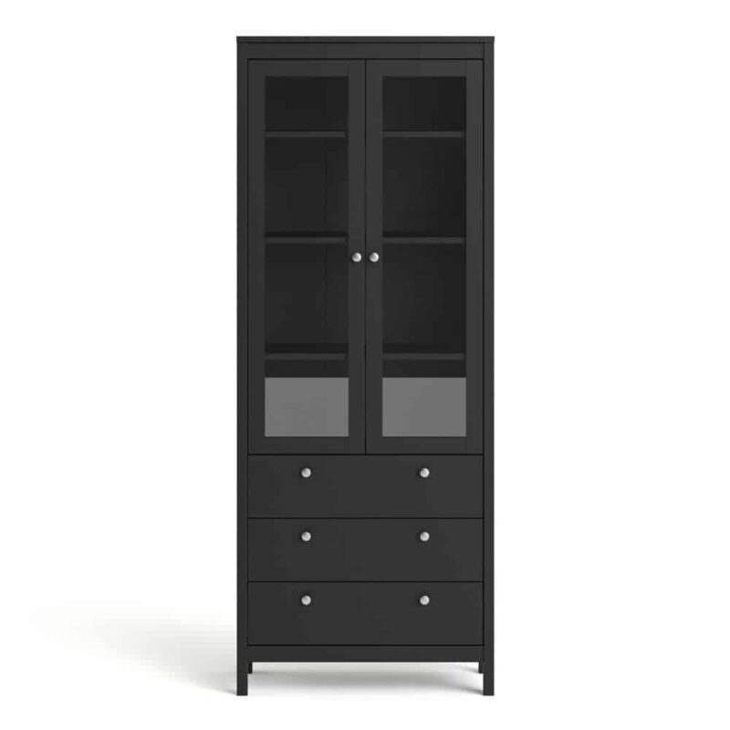 Furniture To Go Madrid China Cabinet 2 Doors 3 Drawers Matt Black
