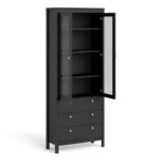 Furniture To Go Madrid China Cabinet 2 Doors 3 Drawers Matt Black