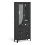 Furniture To Go Madrid China Cabinet 2 Doors 3 Drawers Matt Black