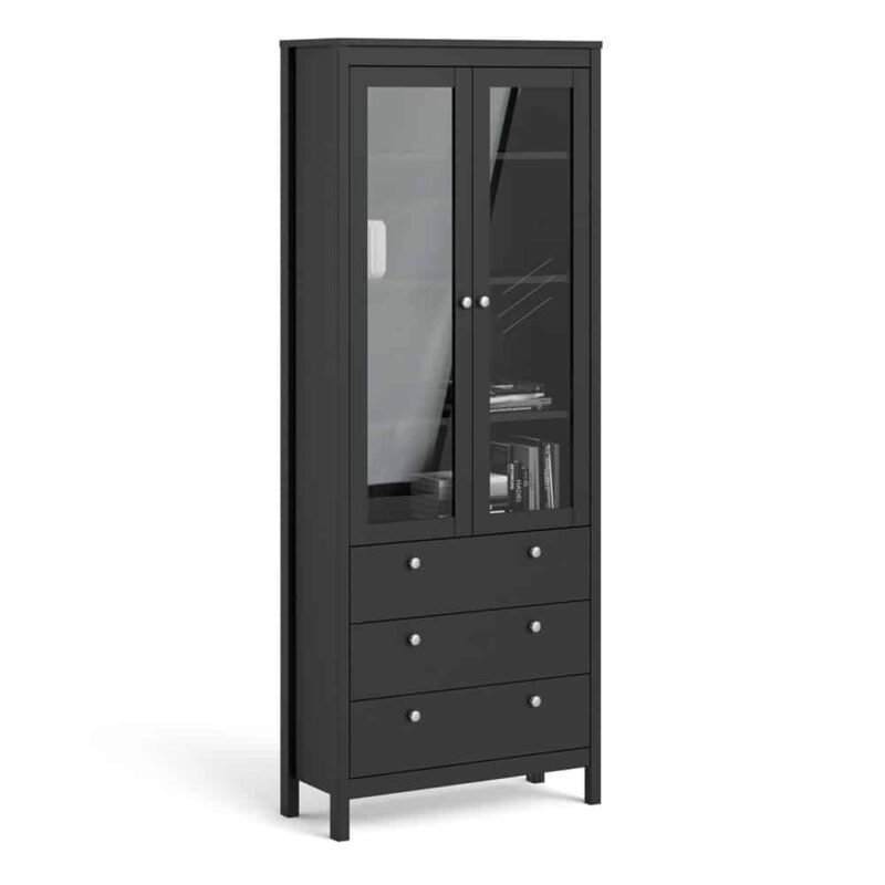 Furniture To Go Madrid China Cabinet 2 Doors 3 Drawers Matt Black