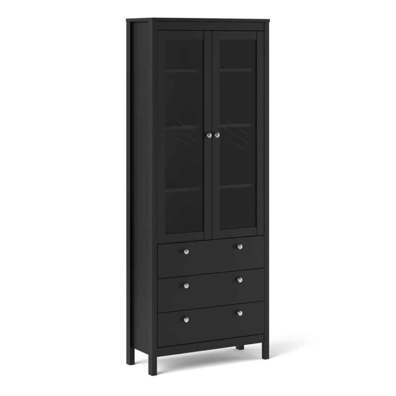Furniture To Go Madrid China Cabinet 2 Doors 3 Drawers Matt Black