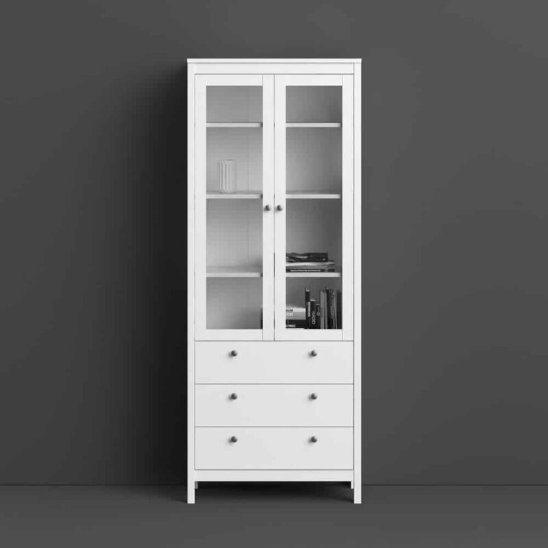 Furniture To Go Madrid China Cabinet 2 Doors 3 Drawers White