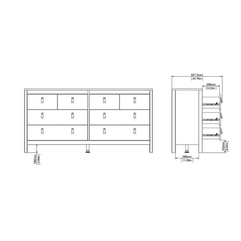 Furniture To Go Madrid Double Dresser 8 Drawers Matt Black