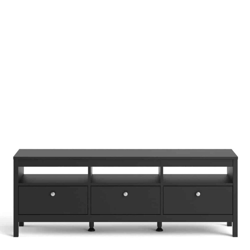 Furniture To Go Madrid TV Unit 3 Drawers Matt Black