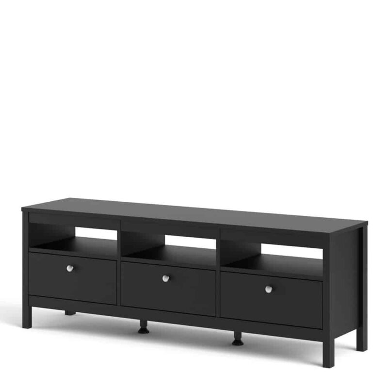 Furniture To Go Madrid TV Unit 3 Drawers Matt Black