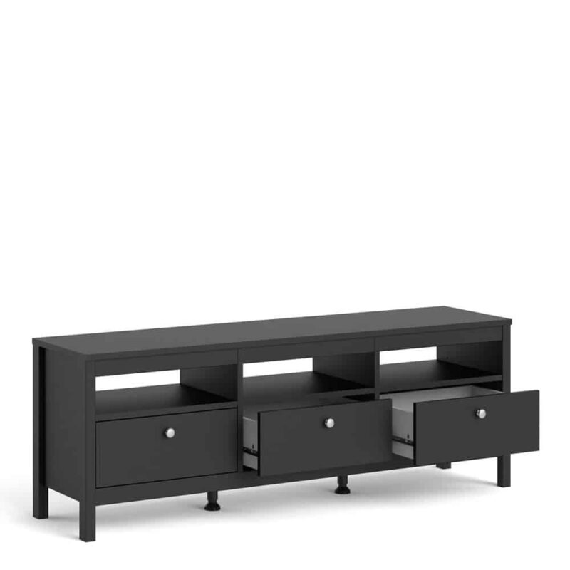 Furniture To Go Madrid TV Unit 3 Drawers Matt Black