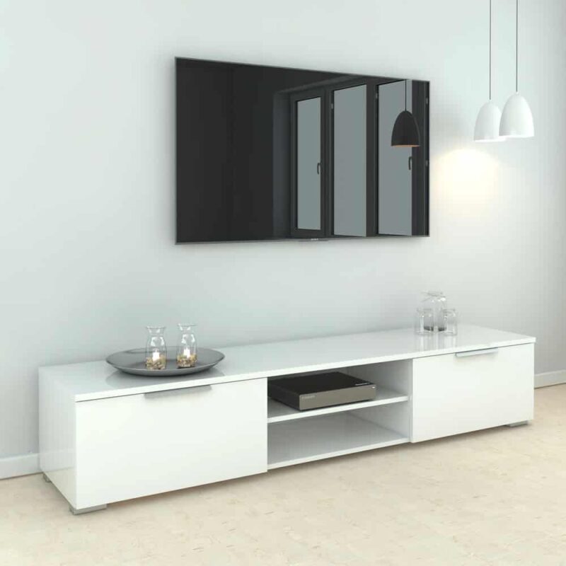 Furniture To Go Match TV Unit 2 Drawers 2 Shelves White High Gloss