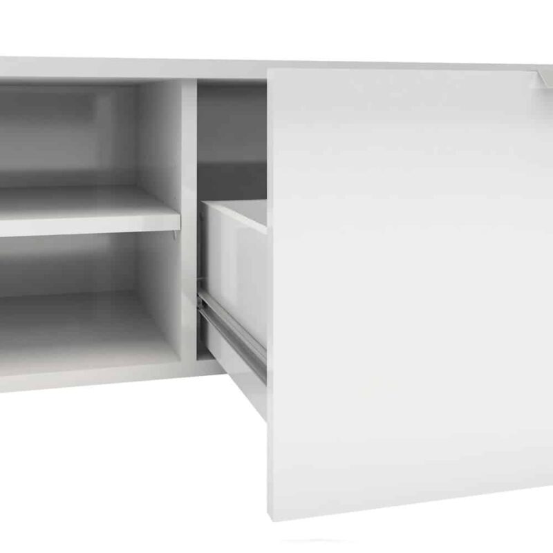 Furniture To Go Match TV Unit 2 Drawers 2 Shelves White High Gloss