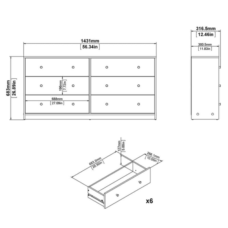 Furniture To Go May 6 Drawer Chest White