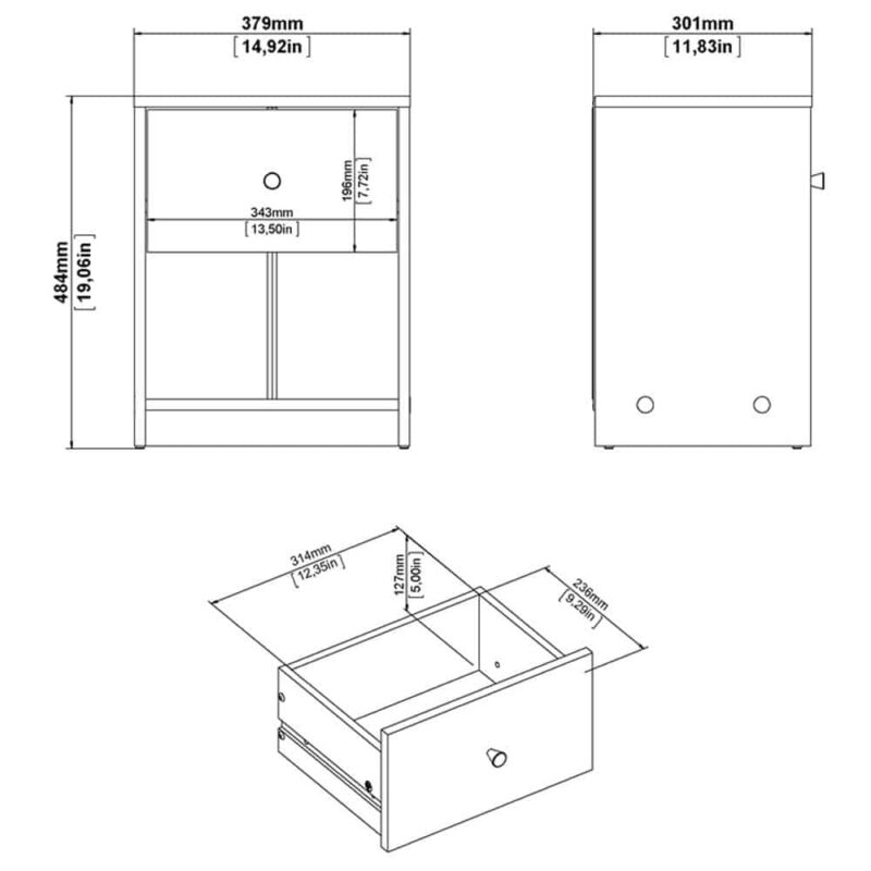 Furniture To Go May Bedside 1 Drawer Jackson Hickory Oak