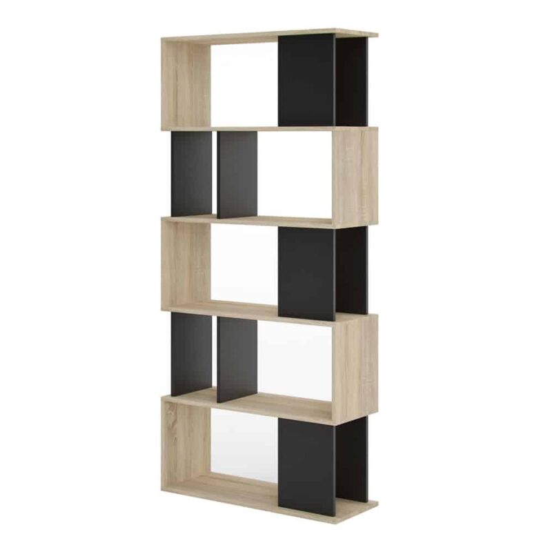 Furniture To Go Maze Open Bookcase 4 Shelves Oak Black