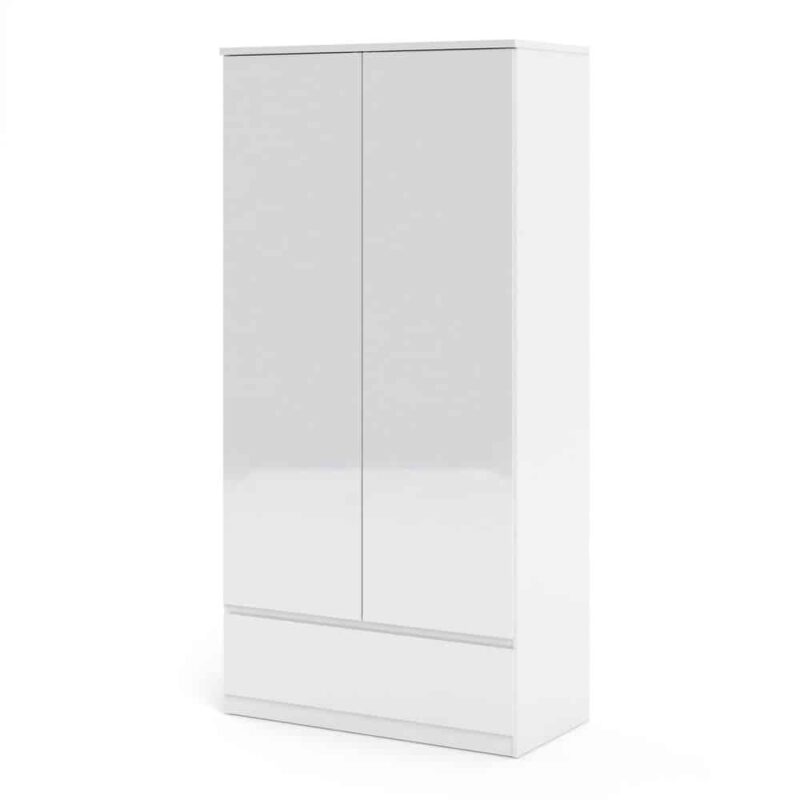 Furniture To Go Naia 2 Door Wardrobe 1 Drawer White High Gloss