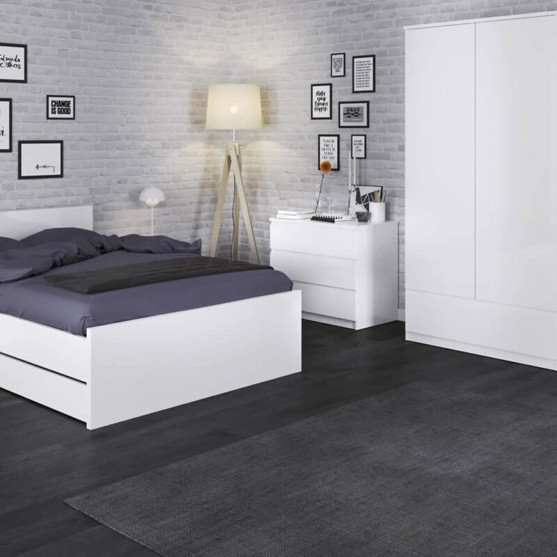 Furniture To Go Naia 2 Door Wardrobe 1 Drawer White High Gloss
