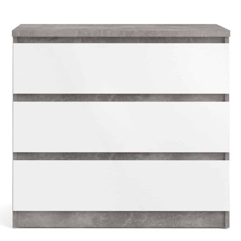 Furniture To Go Naia 3 Drawer Chest Concrete White High Gloss