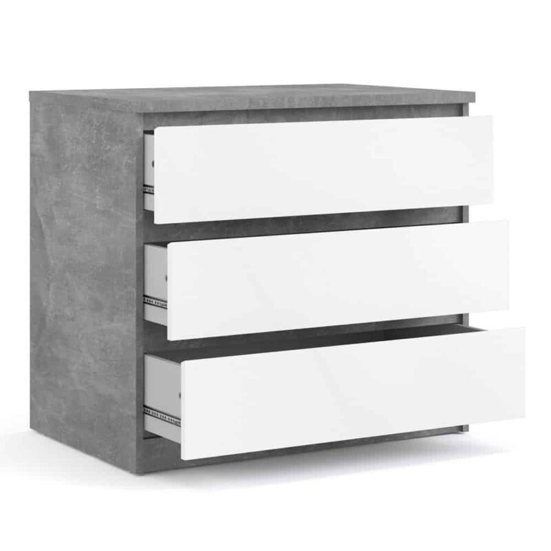 Furniture To Go Naia 3 Drawer Chest Concrete White High Gloss