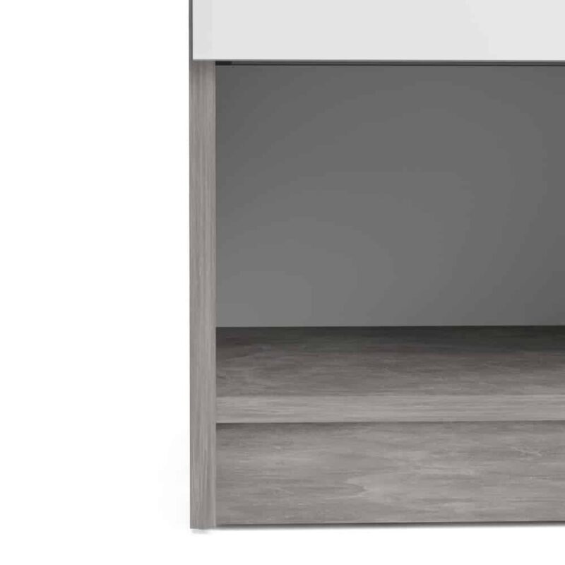 Furniture To Go Naia Bedside 1 Drawer 1 Shelf Concrete White High Gloss