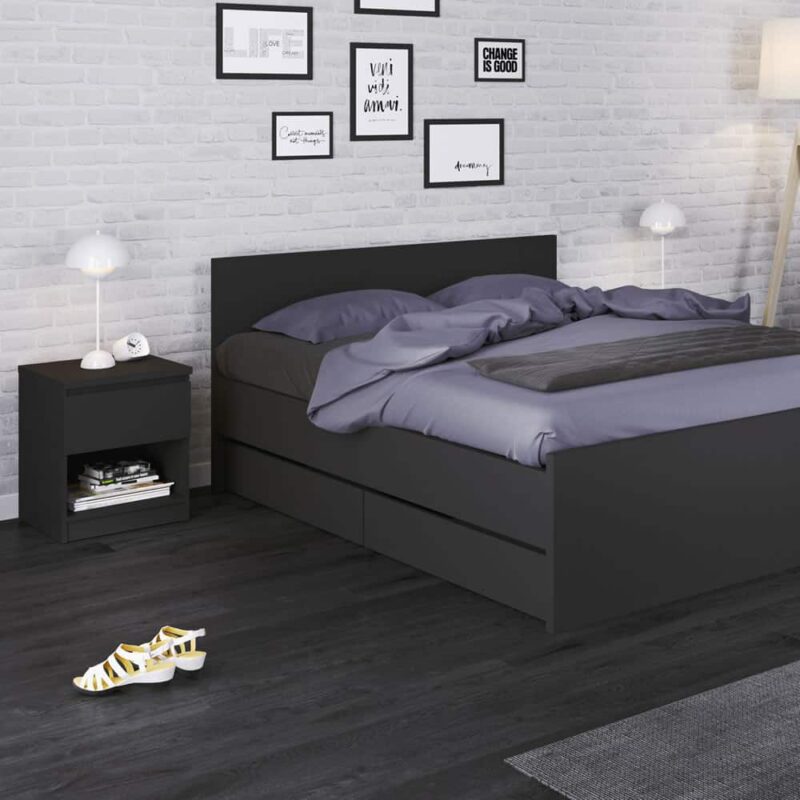 Furniture To Go Naia Bedside 1 Drawer 1 Shelf Matt Black