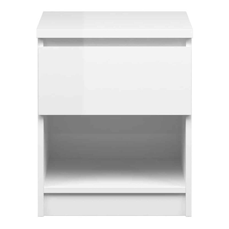 Furniture To Go Naia Bedside 1 Drawer 1 Shelf White High Gloss