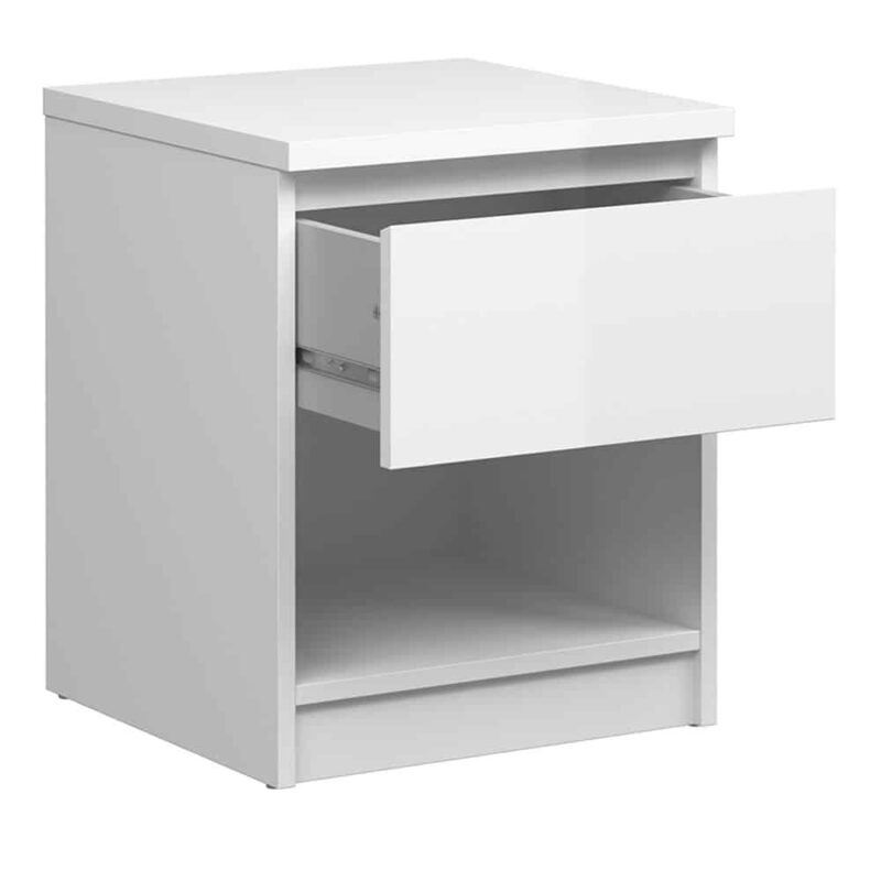Furniture To Go Naia Bedside 1 Drawer 1 Shelf White High Gloss