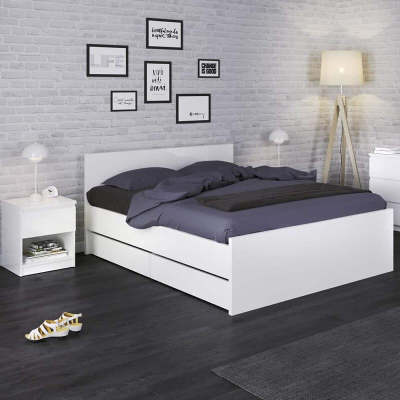 Furniture To Go Naia Bedside 1 Drawer 1 Shelf White High Gloss