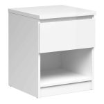 Furniture To Go Naia Bedside 1 Drawer 1 Shelf White High Gloss