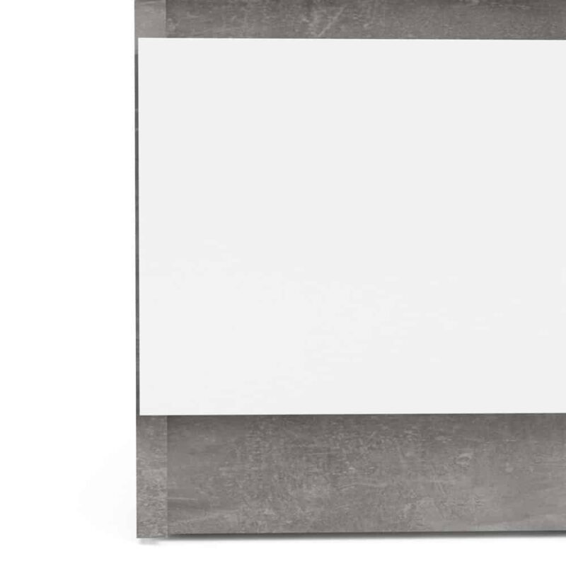 Furniture To Go Naia Bedside 3 Drawers Concrete White High Gloss