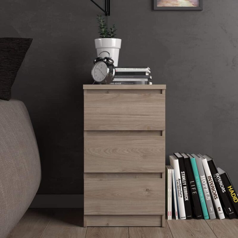Furniture To Go Naia Bedside 3 Drawers Jackson Hickory Oak