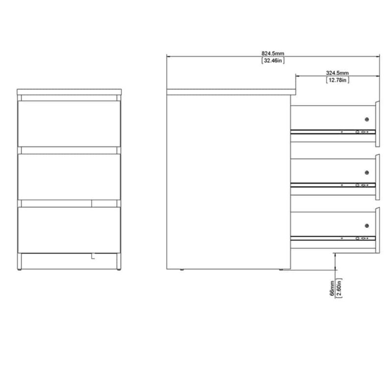 Furniture To Go Naia Bedside 3 Drawers Jackson Hickory Oak