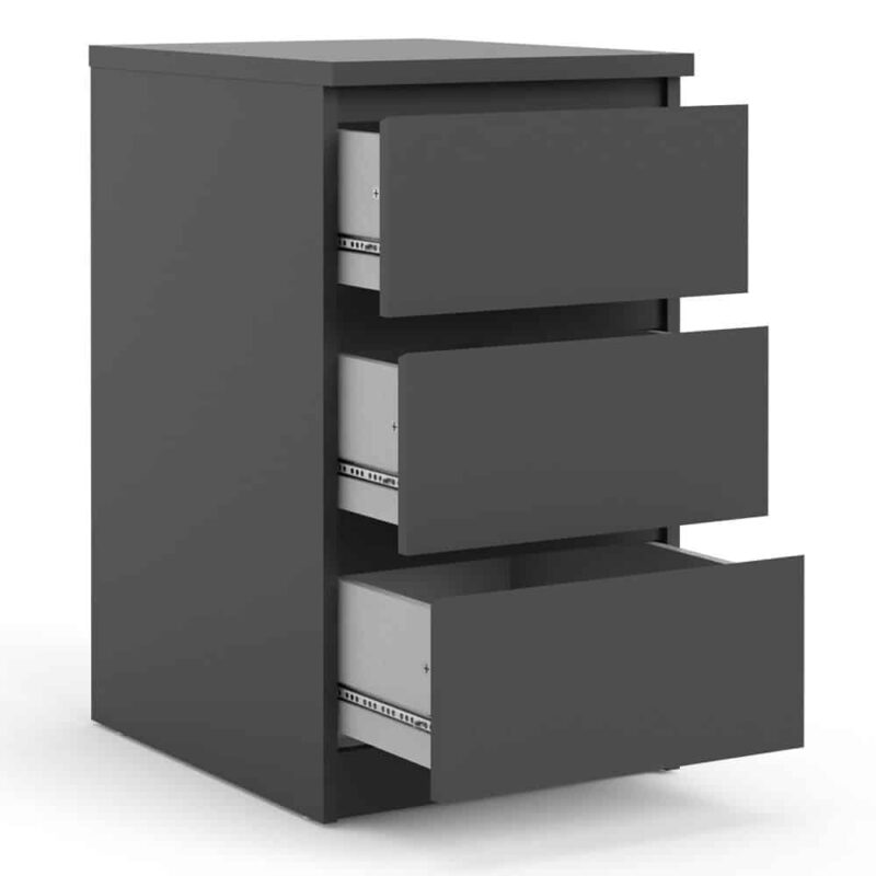 Furniture To Go Naia Bedside 3 Drawers Matt Black