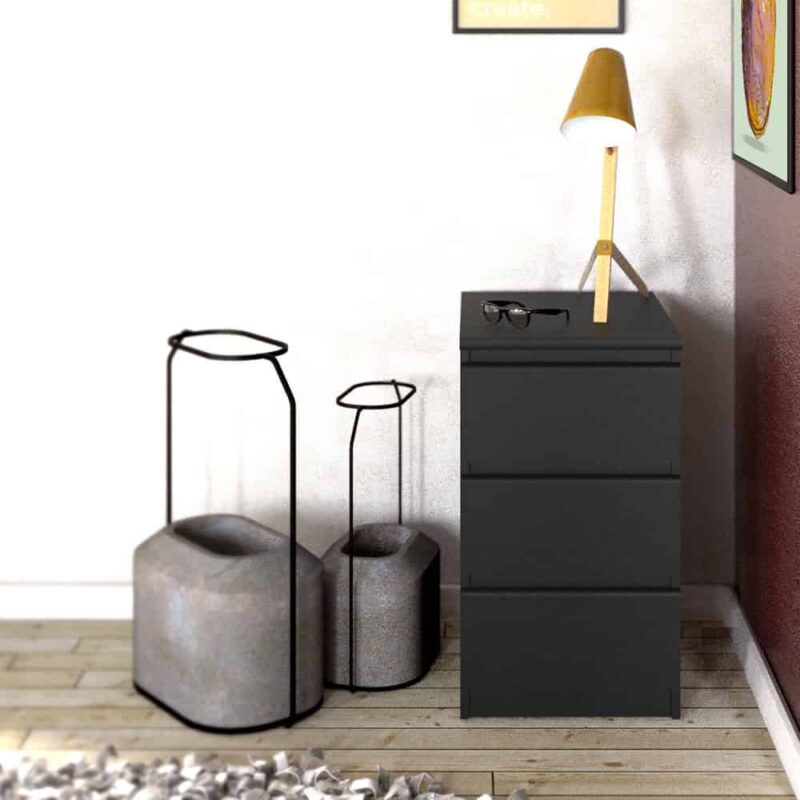 Furniture To Go Naia Bedside 3 Drawers Matt Black