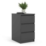 Furniture To Go Naia Bedside 3 Drawers Matt Black