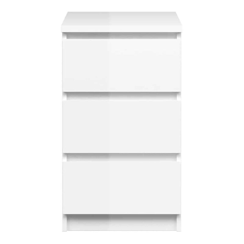 Furniture To Go Naia Bedside 3 Drawers White High Gloss