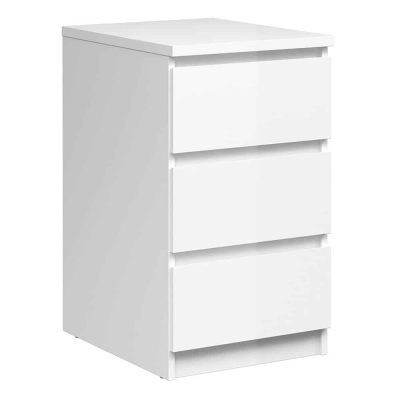 Furniture To Go Naia Bedside 3 Drawers White High Gloss