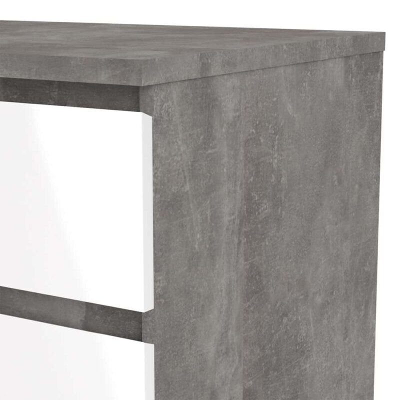 Furniture To Go Naia Narrow 5 Drawer Chest Concrete White High Gloss